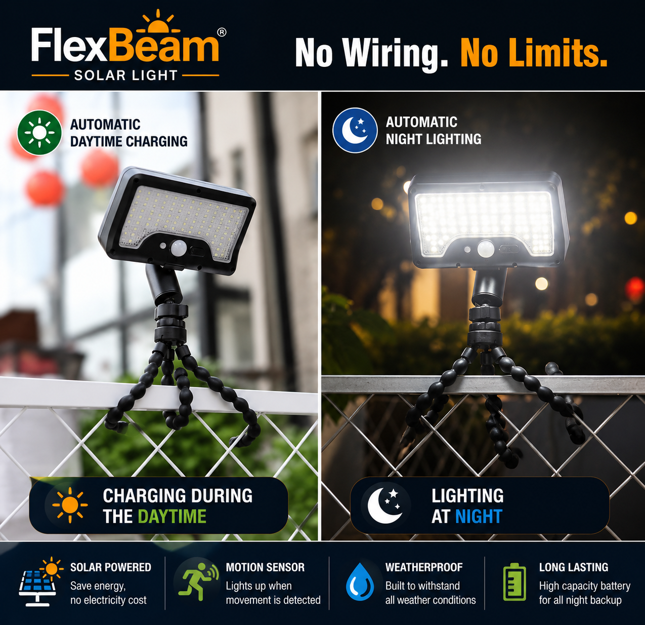 FlexBeam Solar Light  -  No Wiring. No Limits.