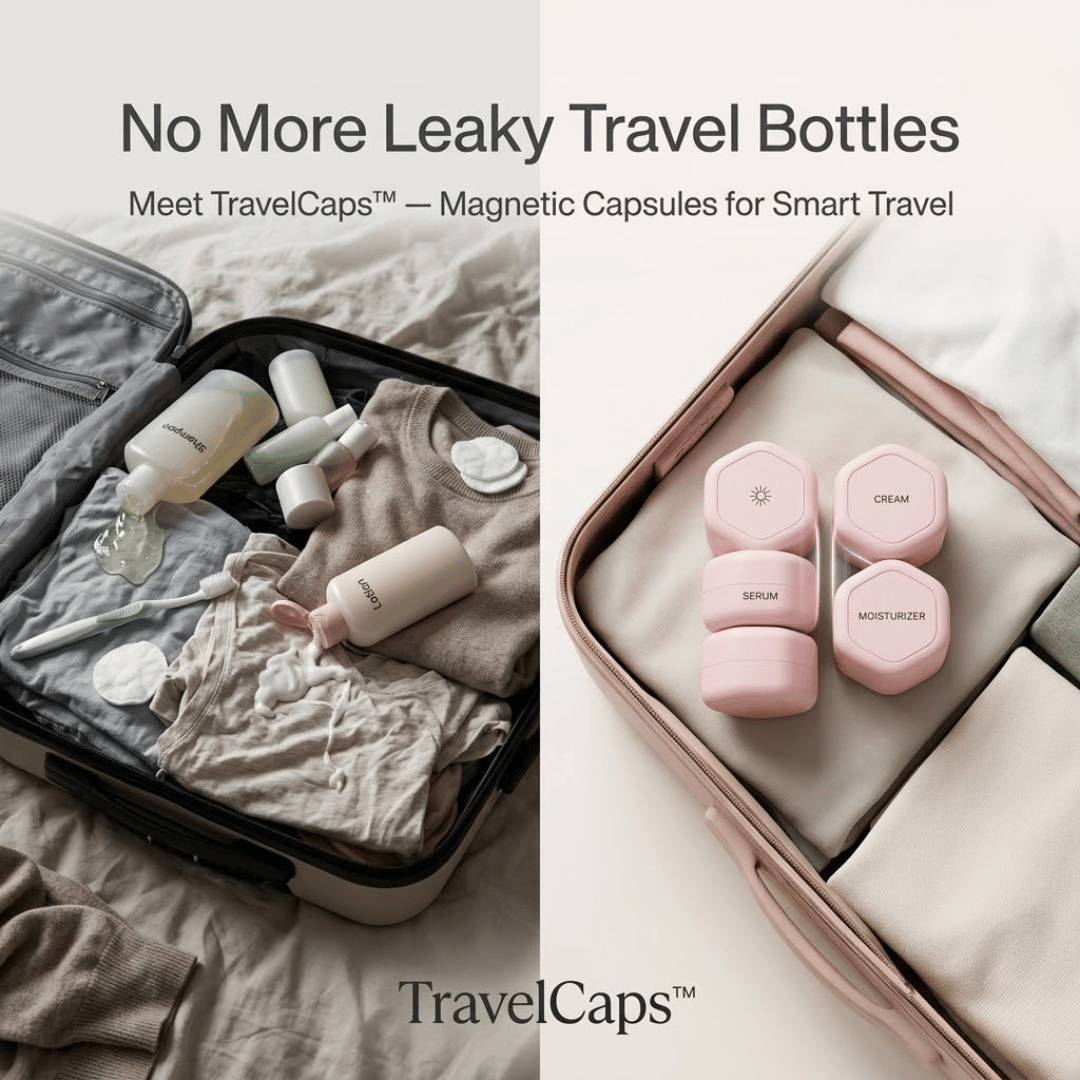 TravelCaps™ —  No Spills. No Stress. Just Travel.