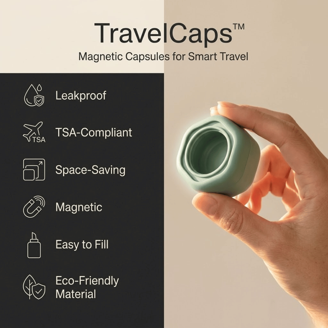 TravelCaps™ —  No Spills. No Stress. Just Travel.
