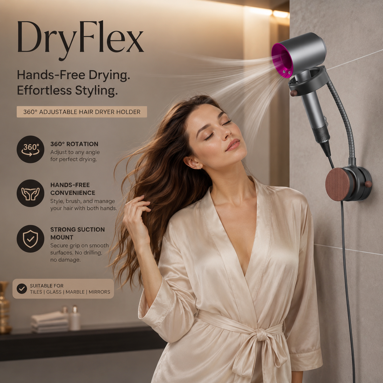 DryFlex- Hands-Free Drying.Effortless Styling.
