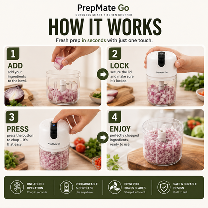 PrepMate Go™ – Cordless Smart Kitchen Chopper