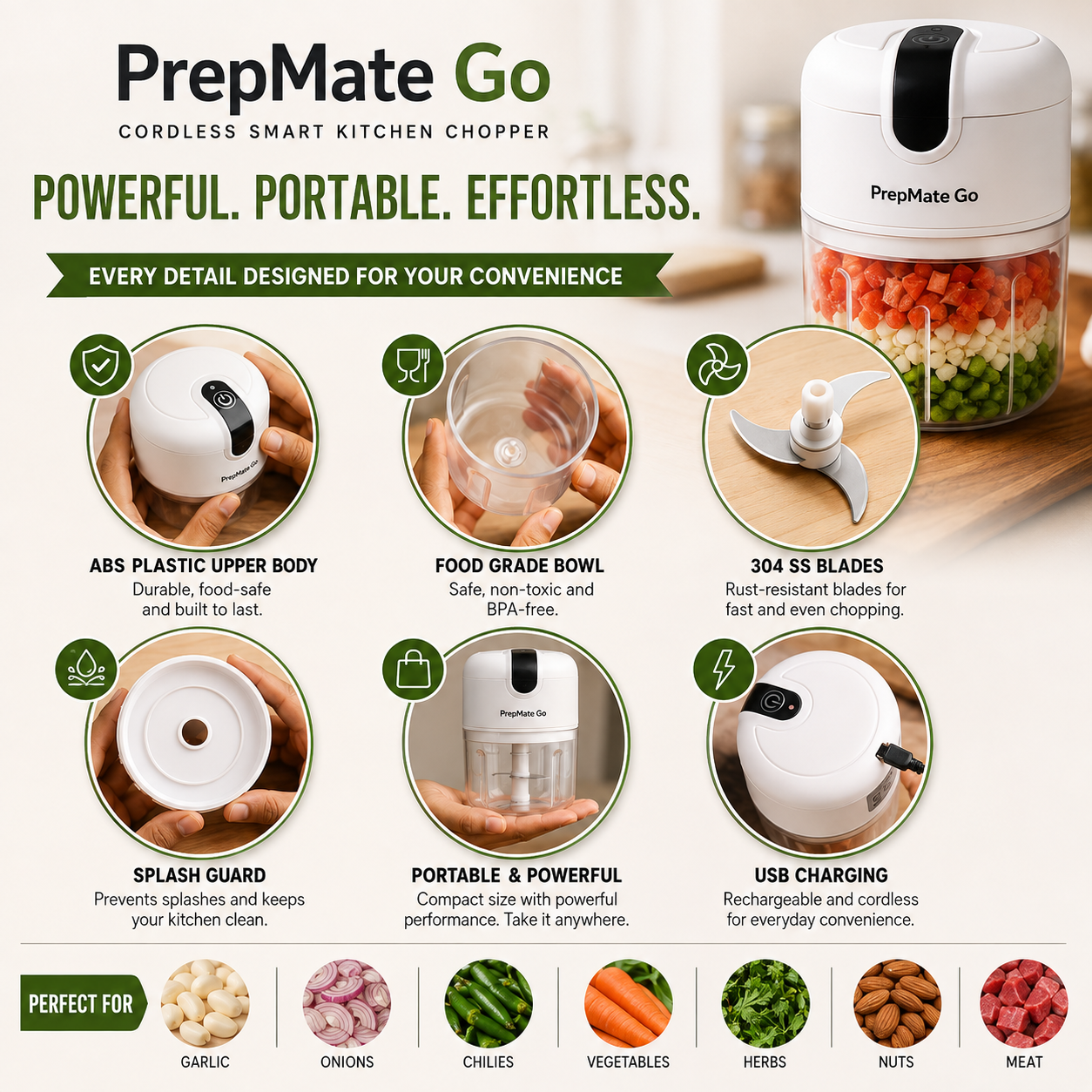 PrepMate Go™ – Cordless Smart Kitchen Chopper