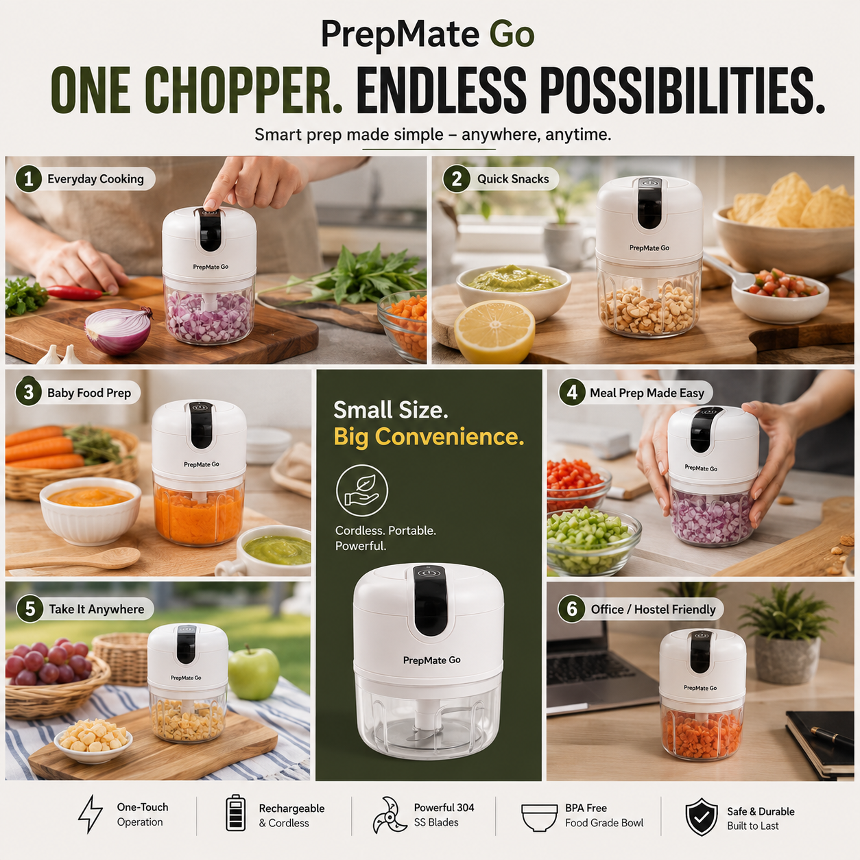 PrepMate Go™ – Cordless Smart Kitchen Chopper