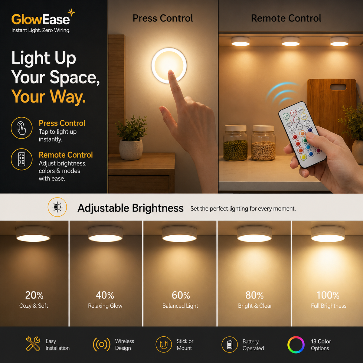 GlowEase - Instant Light. Zero Wiring.