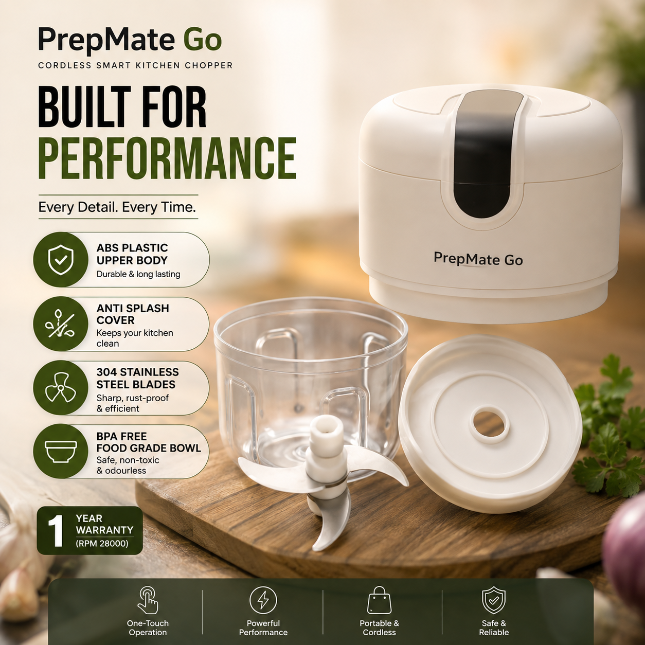 PrepMate Go™ – Cordless Smart Kitchen Chopper